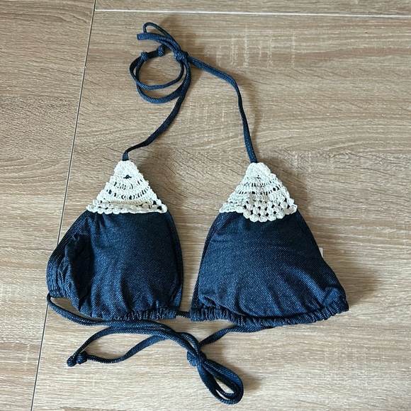 L Space denim print bikini top - Picture 1 of 4